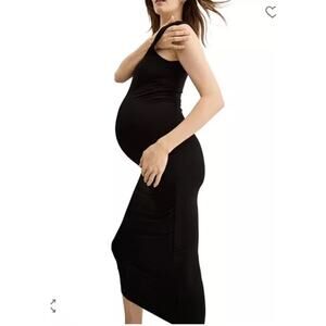 HATCH Maternity Body Midi Tank Dress Black Bamboo Stretch Sz M